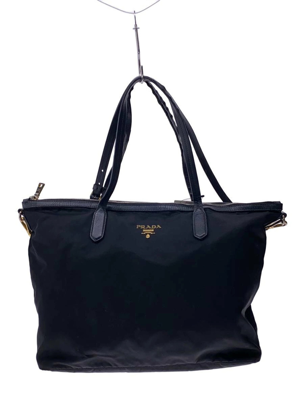 Prada Tessuto Saffiano Leather Shoulder Bag Black